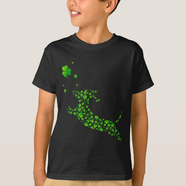 Camiseta Cute Dachshund Dog With Irish Shamrock St Patricks (Frente)