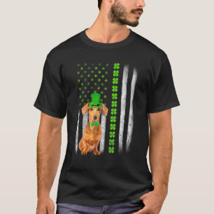 Camiseta Cute Dachshund Saint Patrick S Day American Flag D