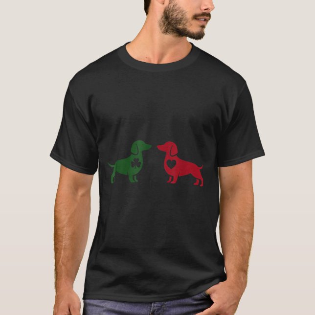 Camiseta Cute Dachshund Valentines Patrick's Day Lover Dog  (Frente)