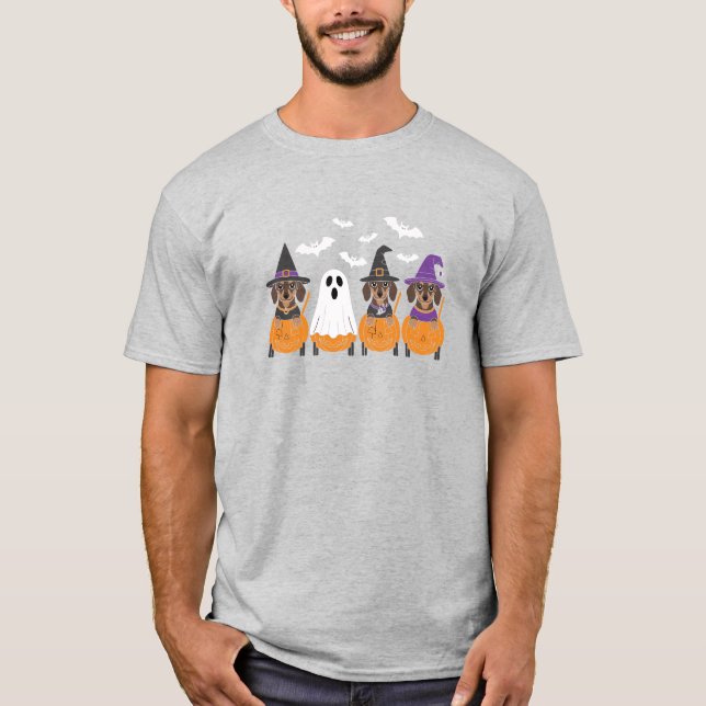 Camiseta Cute Dachshunds Halloween Party (Frente)