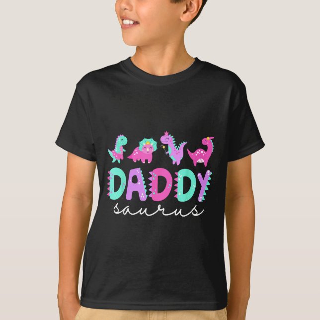 Camiseta Cute Daddy Saurus Dad Dinosaur Birthday Boy Girl F (Frente)