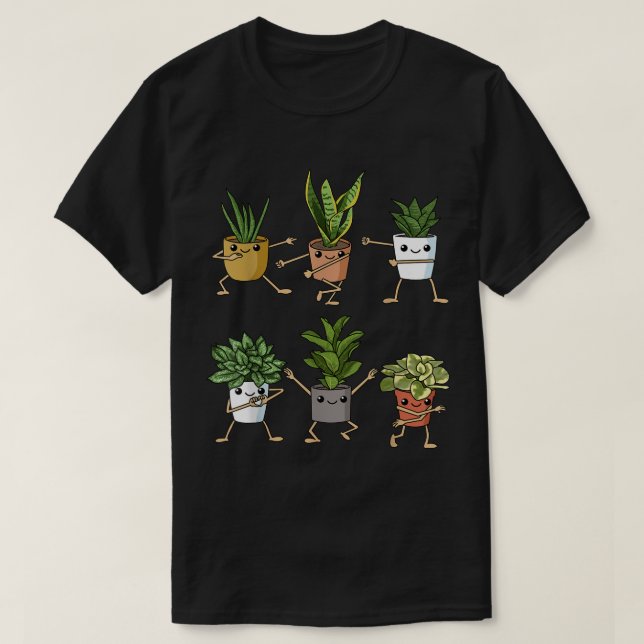 Camiseta Cute Dancing Houseplants Cartoon Design (Frente do Design)