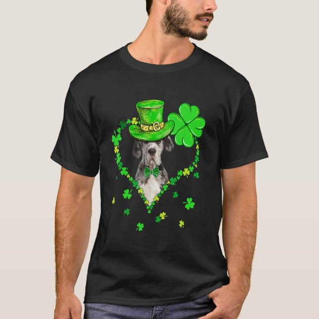 Camiseta Cute Dane Saint Patrick S Day Cães Pai Mãe (Frente)