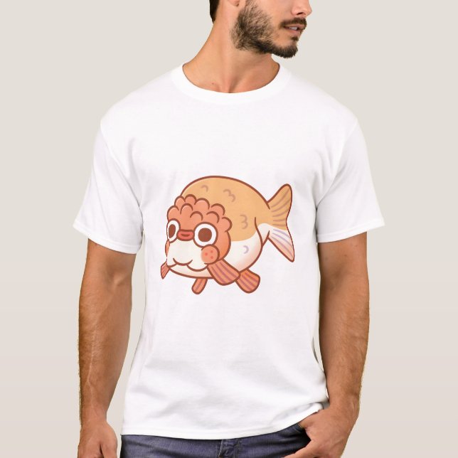 Camiseta Cute Derpy Ranchu Goldfish Doodle (Frente)