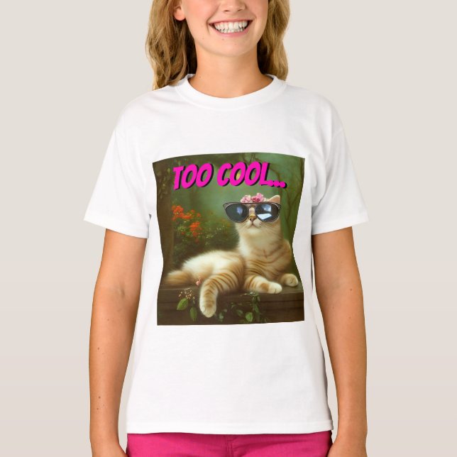 Camiseta Cute Desativado Um Gato De Ouvido Com Óculos De So (Frente)