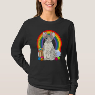 Camiseta Cute Devon Rex Cat Rainbow Felz pascoa Coelho