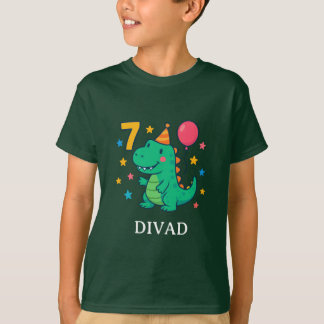 Camiseta Cute Dino 7th Birthday Party Design