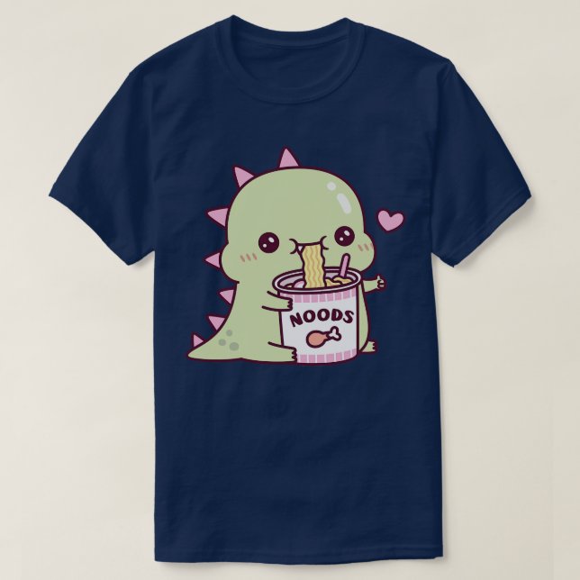 Camiseta Cute Dino ama macarrão instantâneo (Frente do Design)
