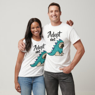 Camiseta Cute Dino Pug Puppy Adoção