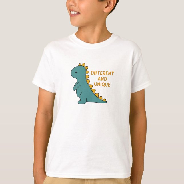 Camiseta Cute Dinosaur Different and Unique Self-Acceptance (Frente)