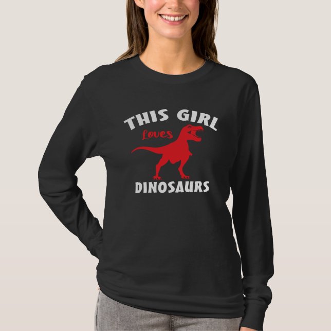 Camiseta Cute Dinosaur Graphic Tees  This Girl Loves Dinosa (Frente)