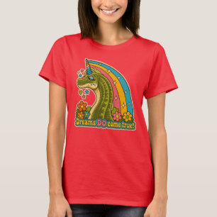 Camiseta Cute dinossauro fada unicórnio arco-íris fantasia