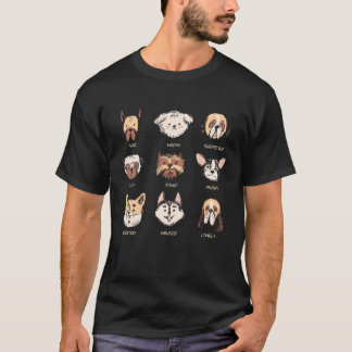 Camiseta Cute Dog Faces  Pug Frenchie Husky Boxer Terrier