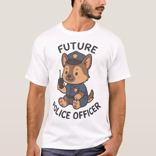 Camiseta Cute Dog Future Police Officer Theme (Frente)