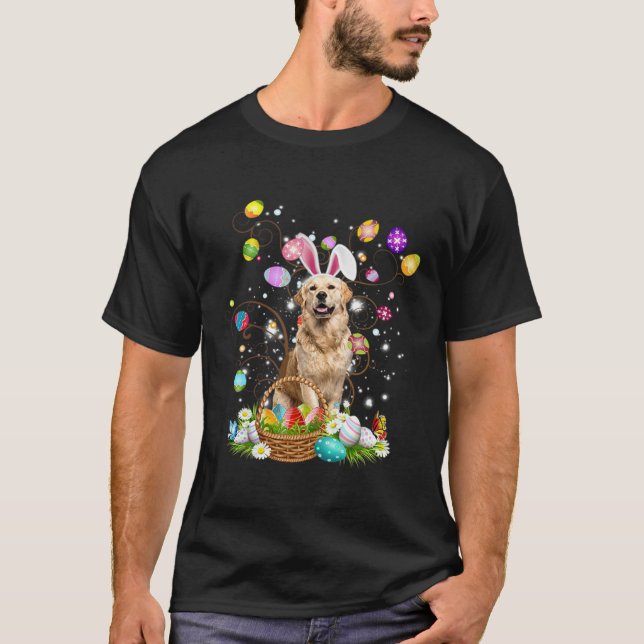 Camiseta Cute Dog Golden Retriever  Easter Day Egg Hunting (Frente)