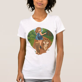 Camiseta Cute Dog Mom Walking Puppies Forest Trail Illustra