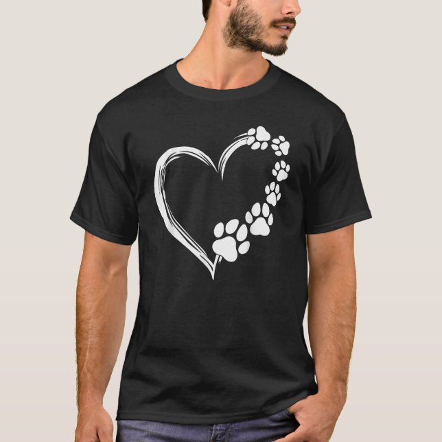 Camiseta Cute Dog Puppy  Dogs Paw Print Heart  Dog Mom (Frente)