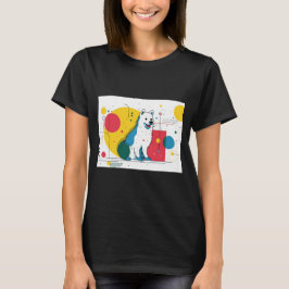 Camiseta Cute dog sits in colorful art space