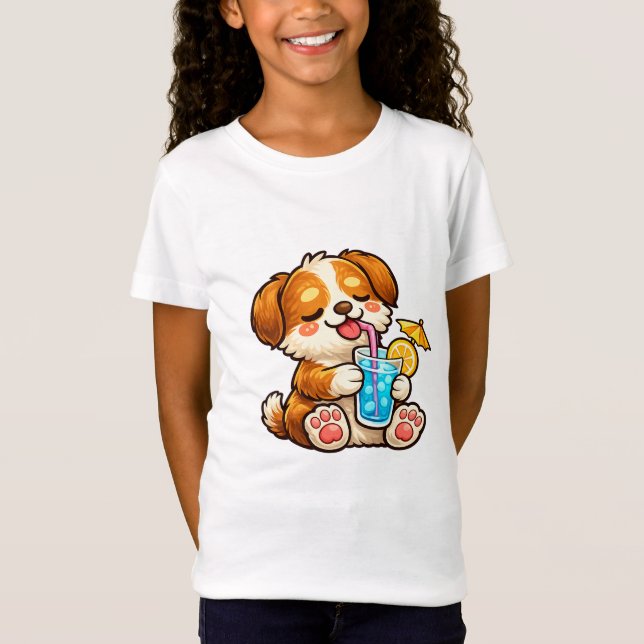 Camiseta Cute Dog Summer Drink (Frente)