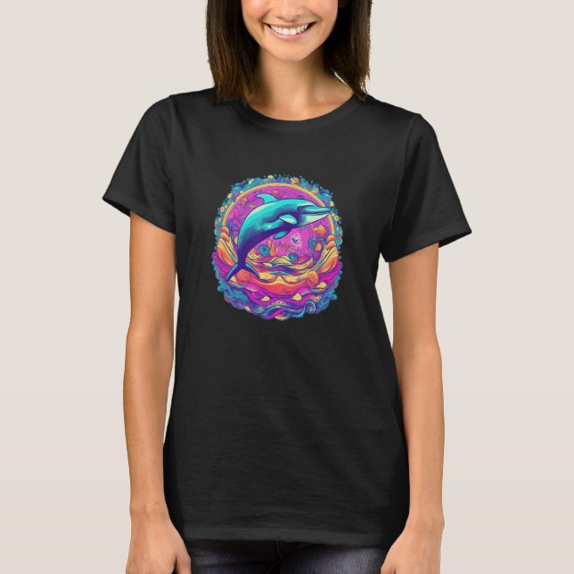 Camiseta Cute Dolphin Men Women Kids Aquatic Ocean 6 (Frente)