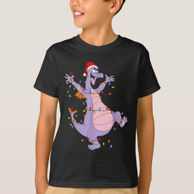 Camiseta Cute Dragon Christmas Lights Santa Hat Animal Men  (Frente)