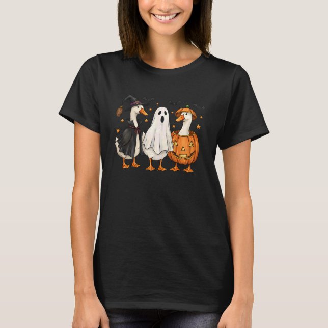 Camiseta Cute Duck Boo Funny Spooky Goose Halloween Fall Pu (Frente)