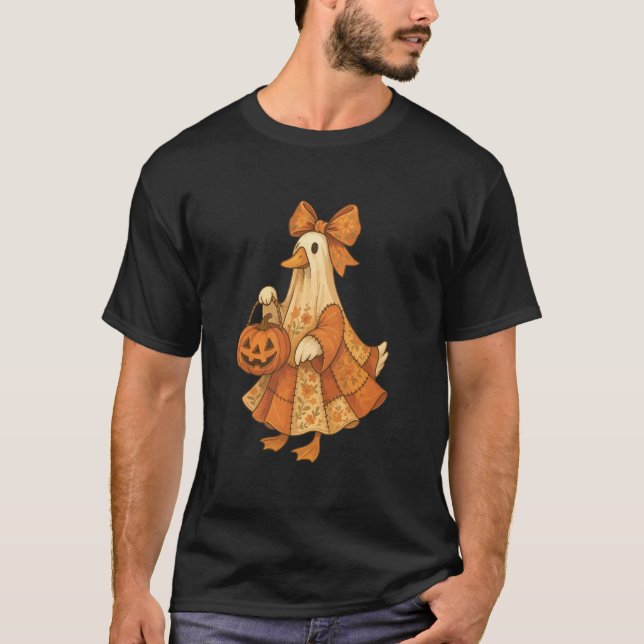 Camiseta Cute Duck Patchwork Halloween Party (Frente)