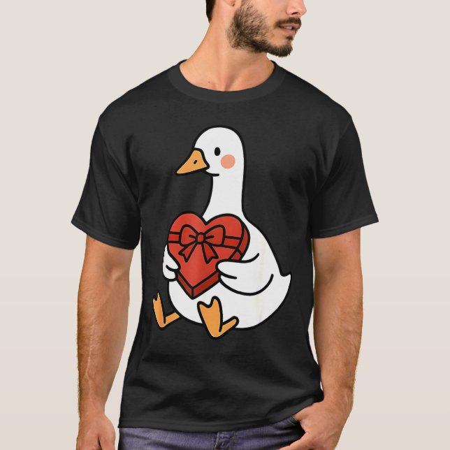 Camiseta Cute Duck Preppy Silly Just Goose Valentine Love (Frente)