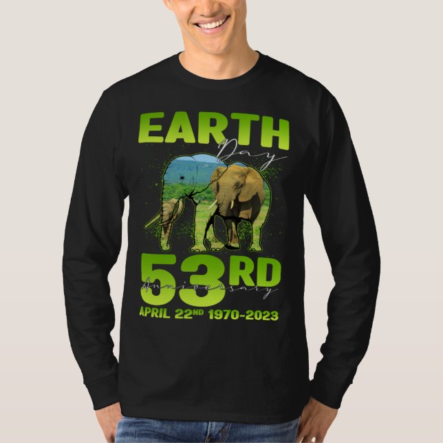 Camiseta Cute Earth Day 53rd Anniversary Silhouette Of Elep (Frente)
