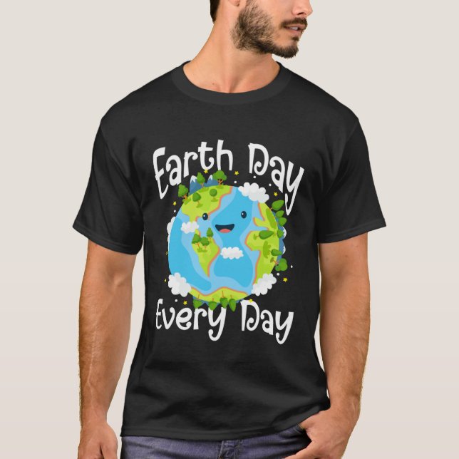 Camiseta Cute Earth Day Every Day Save Our Planet Green (Frente)