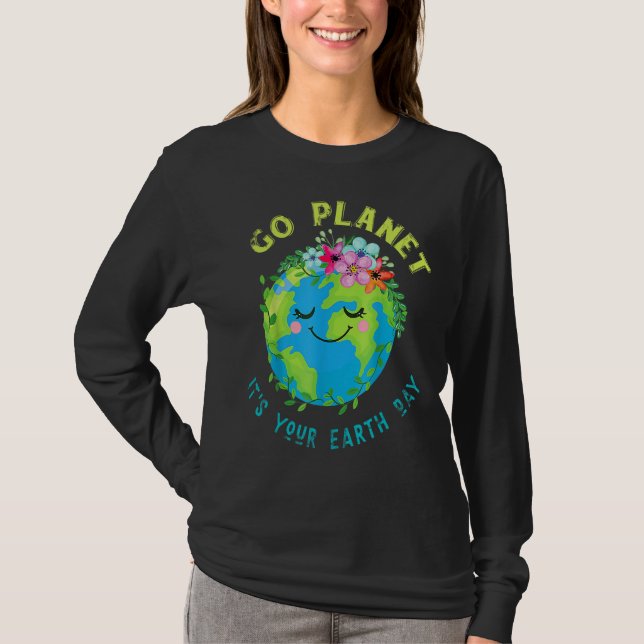 Camiseta Cute Earth Day Go Planet Earth Day Planet Annivers (Frente)