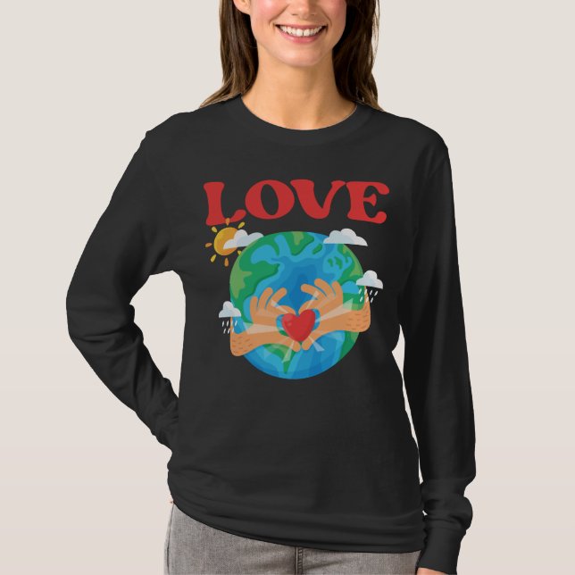 Camiseta Cute Earth Love World Ecology Rescue Environment (Frente)