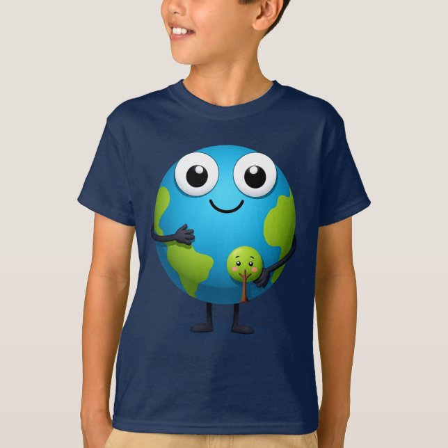 Camiseta Cute Earth Tree Hugger Tee for Boys Organic (Frente)