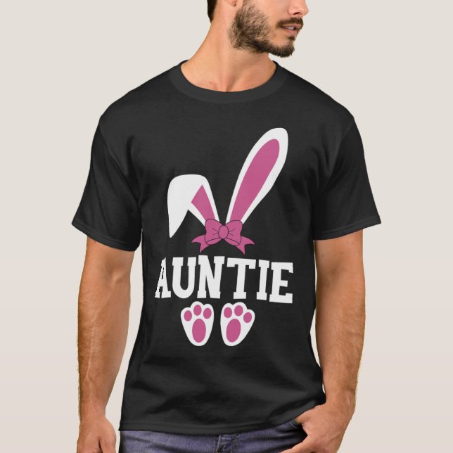 Camiseta cute Easter aunt auntie bunny rabbit  egg family (Frente)