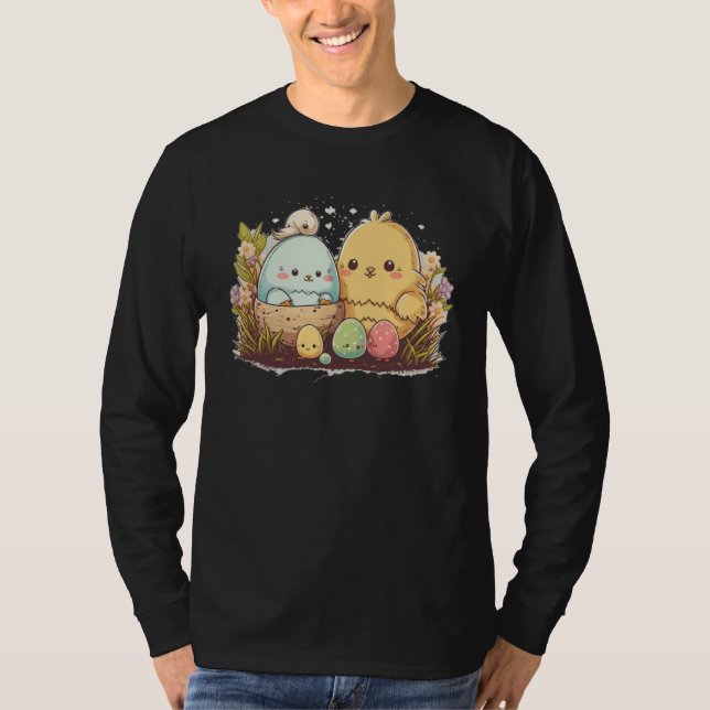 Camiseta Cute Easter Bunny Easter Egg Men Women Kids  13 (Frente)