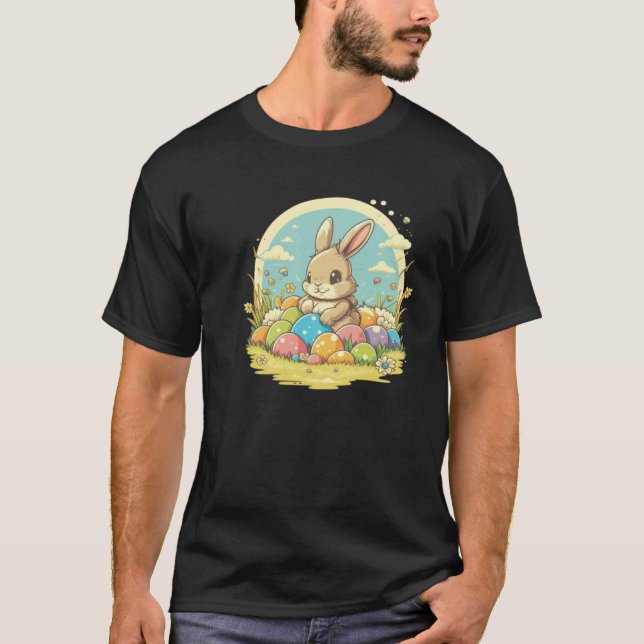 Camiseta Cute Easter Bunny Easter Egg Men Women Kids  7 (Frente)