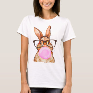 Camiseta Cute Easter Bunny Gráfico Impresso Branco