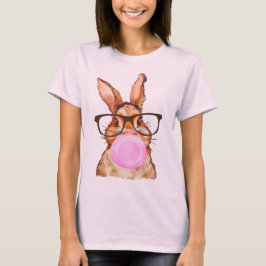 Camiseta Cute Easter Bunny Impressão Gráfica Rosa Pálido