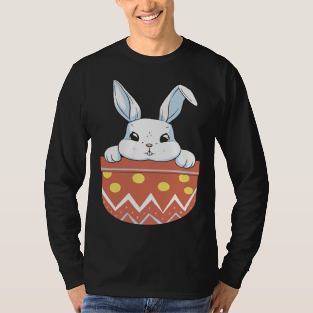 Camiseta Cute Easter Bunny in a Pocket Bunny  Kids Boys Gir (Frente)