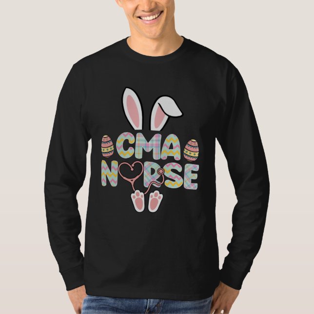 Camiseta Cute Easter CMA Nurse Bunny Ears Happy Easter Eggs (Frente)