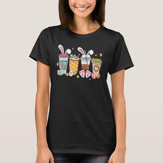 Camiseta Cute Easter Coffee Bunny Latte Coffee Easter 2023  (Frente)