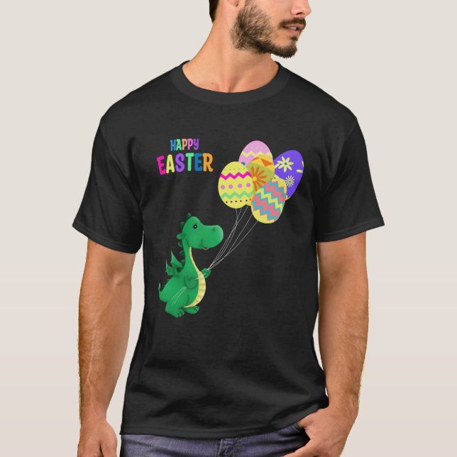 Camiseta Cute Easter Dino Balloon Design (Frente)