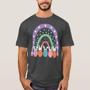 Camiseta Cute Easter Eggs Purple Rainbow Bunny Happy Easter