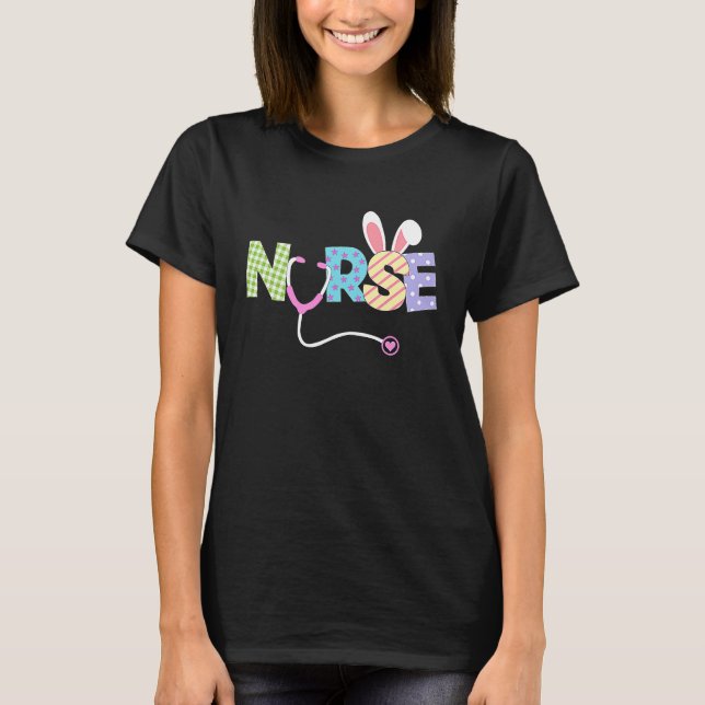 Camiseta Cute Easter Nurse  Bunny Ears Happy Easter Eggs Ou (Frente)