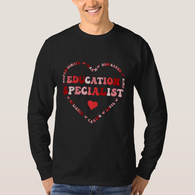 Camiseta Cute Education Specialist Valentines Day Heart  1 (Frente)