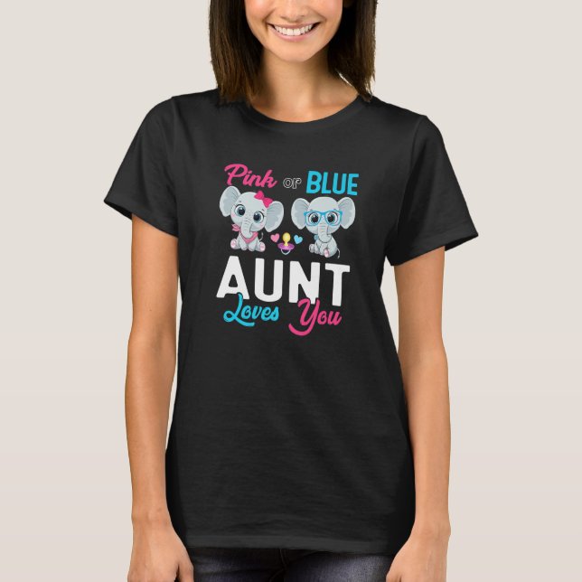 Camiseta Cute Elephant Keeper Of The Gender Aunt Loves You  (Frente)