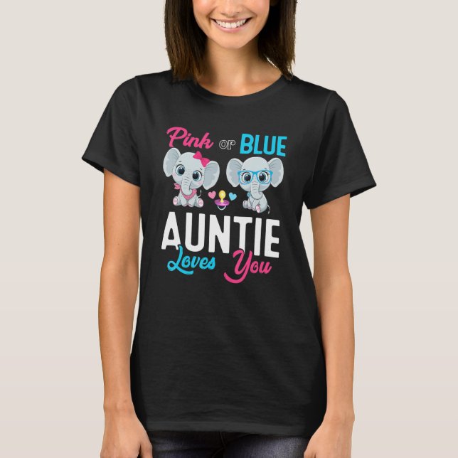 Camiseta Cute Elephant Keeper Of The Gender Auntie Loves Yo (Frente)
