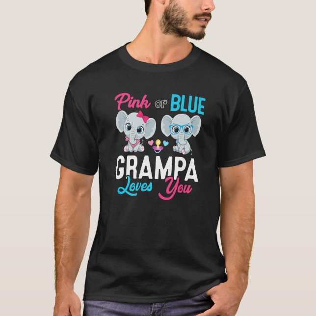 Camiseta Cute Elephant Keeper Of The Gender Grampa Loves Yo (Frente)