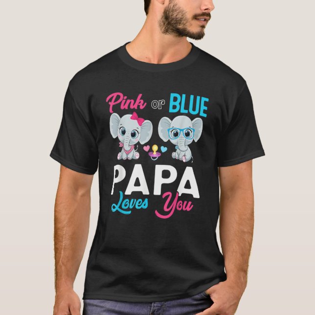 Camiseta Cute Elephant Keeper Of The Gender Papa Loves You  (Frente)