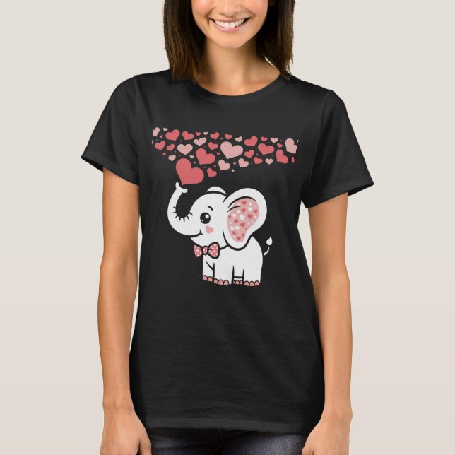 Camiseta Cute Elephant with Hearts Illustration (Frente)